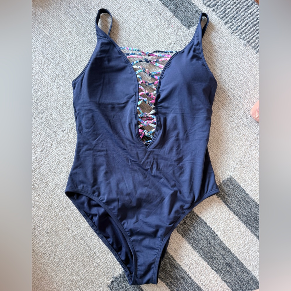 Lilly Pulitzer Navy and Multicolor One Piece Swimsuit